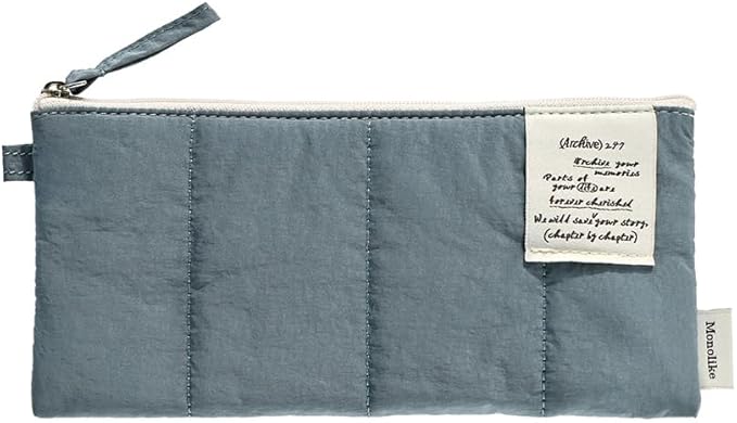 Monolike Archive247 Cushion Pencil Case, 02. Indie Blue - Pencil Pouch, Portable Pencil Bag, Pencil Case, Office Pouch case, Cushion, Soft, Vintage