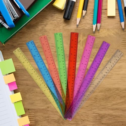 32 Pack Clear Plastic Rulers 12 inch, Ruler Bulk for Classroom and Office