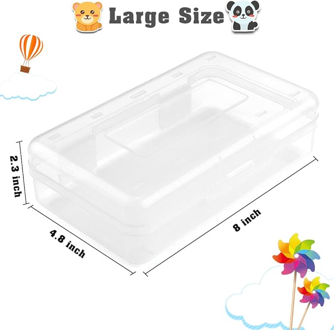 Pencil Box, Large Capacity Pencil Case,1 Pack Plastic Pencil Case Boxes, Clear Crayon Box with Snap-tight Lid Stackable Design, Hard Pencil Case,Supply Boxes for Office Supplies, White