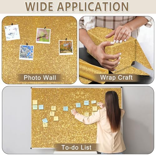 Glitter Gold Bulletin Board Roll Non-Woven Fabric Poster 15.7" x 20 Ft