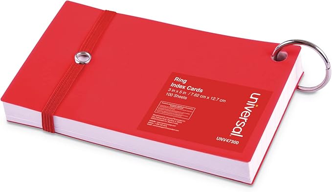 Universal Office Products UNV47300 Ring Index Cards, 3 X 5, White, 100/pack
