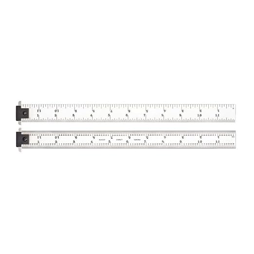 Starrett Spring Tempered Steel Rule with Satin Chrome Finish, Quick Reading, and Inch Graduation - 12" Length, 4R Graduation Type, 3/64" Thickness - CD604R-12