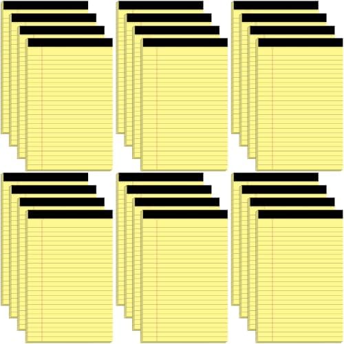 Beieverluck 24 Pack Notepads Legal Pads 5x8, Small Note Pads College Ruled Writing Pads, Lined Pads of Paper mini Legal Pads for Office Home School, 30 Sheets/Pack, Yellow