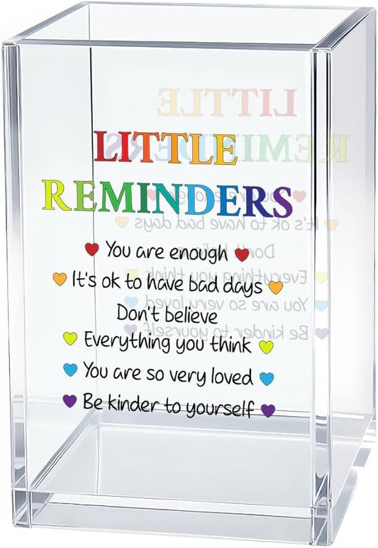 Little Reminders Pen Holder Cosmetic Organizer, Fun Self Love Pen Pencil Holders for Desk, Appreciation Little Reminders Desk Accessories, Home Office Gifts Organizer for Daughter Son Therapist