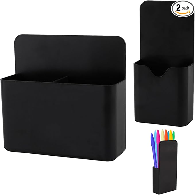 KITANIS Magnetic Pen Holder,2 Pack Magnetic Dry Erase Marker Holder with Generous Compartments,Strong Magnet Storage Marker Pen Pencil Organizer for Refrigerator,Whiteboard,Locker Accessories
