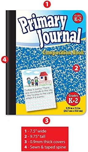 Better Office Products Primary Journals, Hardcover Kindergarten Journal & Kindergarten Composition Notebook, Grades K-2 Primary Composition Book with Picture Space, 100 Sheets