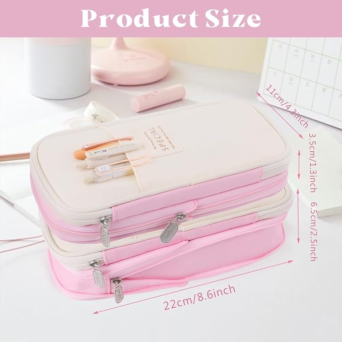 iSuperb Foldable Pencil Case Zipper Big Capacity Aesthetic Canvas Pencil Pouch Compartments Stationery Organizers Pen Bag for Kids Girls Boys Teen Child Student School Supplies Makeup Bags