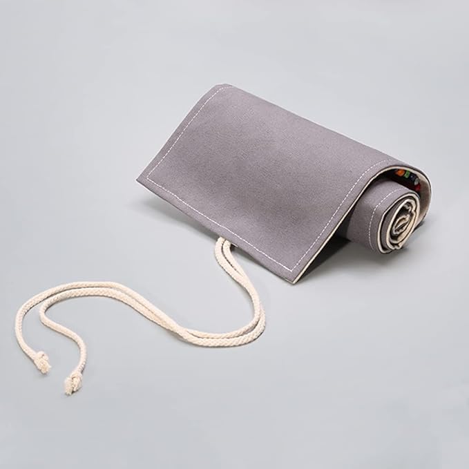 DIYOMR 24/36/72 Slots Pencil Wrap Pencil Rolls, Artist Colored Pencils Roll Up Bag Short Brushes Pouch Case Pencils Organizer for Drawing Coloring and Sketching (Grey, 72slots)