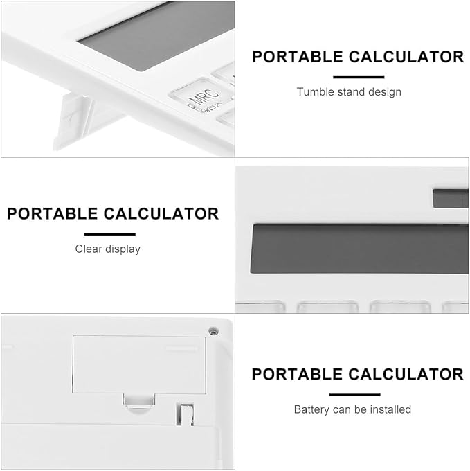 Toddmomy Ultrathin Solar Calculator with Large Keys Portable Electronic Calculator for Office Use White
