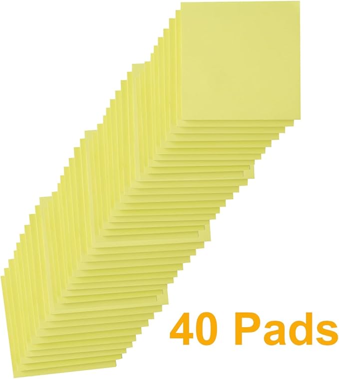 (40 Pads) Sticky Notes 3x3 Inches, Yellow Colors Self-Stick Pads, Easy to Post for Home, Office, Notebook