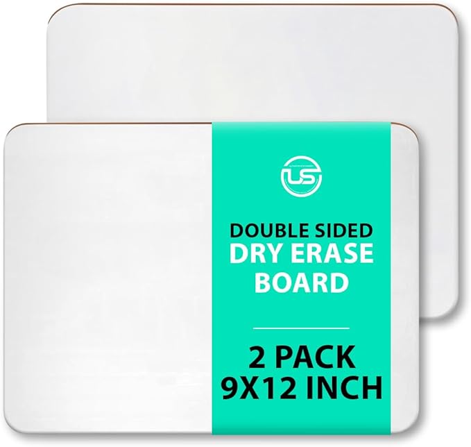 Small Dry Erase Board 9x12 (2 Pack) – Mini White Board for Kids & Students, Double-Sided Portable Whiteboard Small Dry Erase Board for Classroom, Office & Home Learning