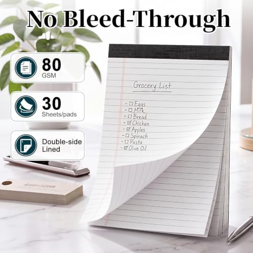 7 PCS Note Pads 5x8 Small Legal Pads 210 Sheets, Perforated Small Notebook Notepad 5 x 8 ,College Ruled Lined Paper Pads 80GSM, Mini Hard Backing Writing Pads Memo for Work School &Office Supplies-White