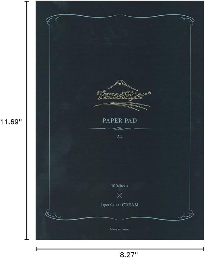Tomoe River FP 52gsm Glue-bound Paper Pad by SANZEN, 8.27 x 11.7 Inches (A4-size), Cream, 100 Sheets (SR-A4LC)
