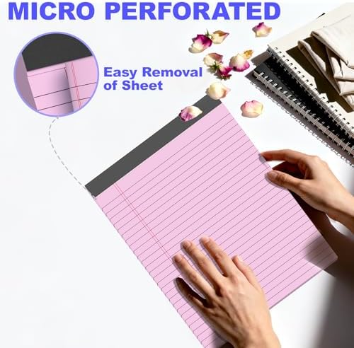 3 Pack Colored Legal Pads 8.5 x 11 Inch, Wide Ruled Notepads Lined Memo Note Pads, 8.5x11 Inch Micro Perforated Writing Pads 30 Sheets Per Pad for Work Study Daily Note Taking List