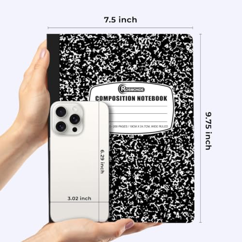 Rosmonde 100 Pack Bulk Composition Notebooks, Wide Ruled, Bulk Notebooks