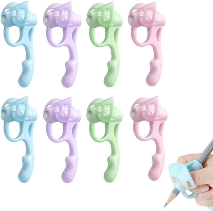 Pencil Grips for Kids Handwriting,2024 NEW 5 Finger Silicone Pencil Holder for Kids Handwriting Aid Tools, Comfortable Pencil Grippers for Beginners Posture Correction Training Writing (8 PCS)