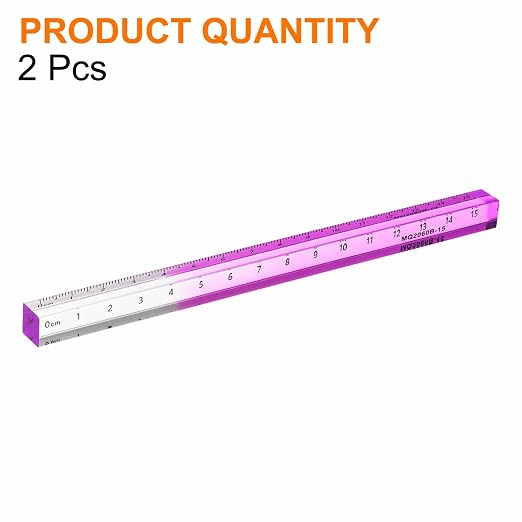 HARFINGTON 2pcs Acrylic Clear Straight Rulers 15cm Metric Transparent Gradient Three-Dimensional Plastic Ruler Square Cube Measuring Tool for Classroom Office, Purple