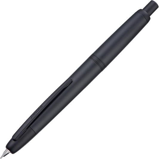 Jinhao 20 Press Fountain Pen, Matte Black Retractable Fine Nib with Ink Converter Set (Black Clip)