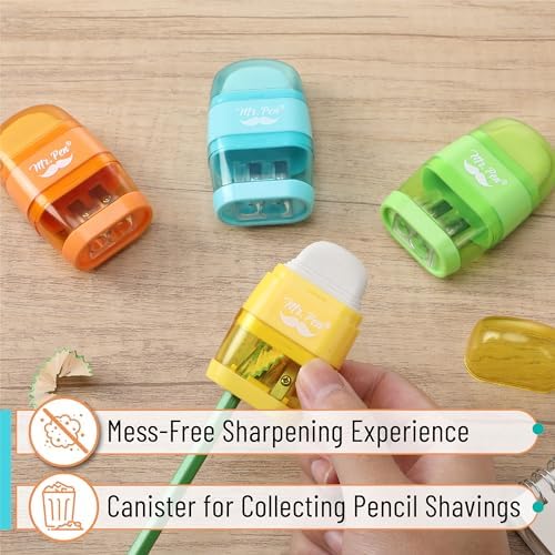 Mr. Pen- Pencil Sharpener & Eraser, 4 Pack