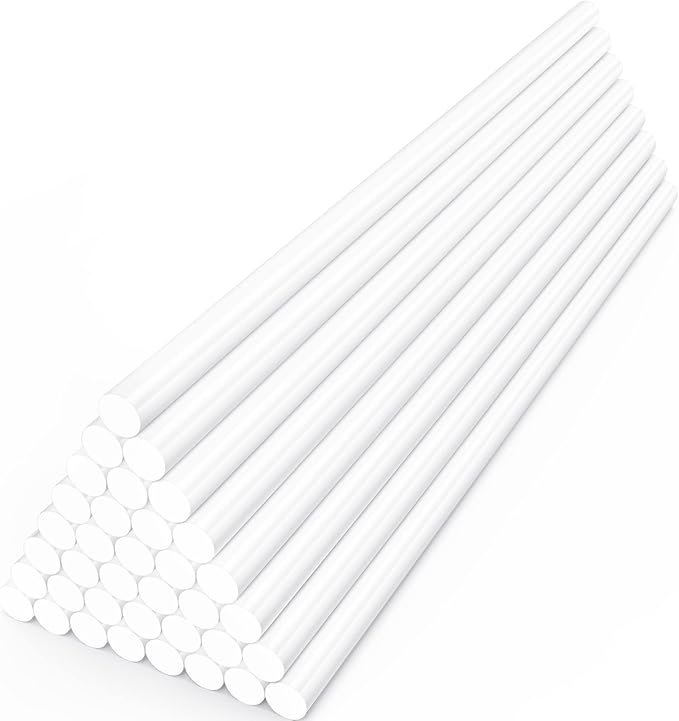 White Hot Glue Sticks Bulk, 36 Pack Mini Glue Sticks for Crafting DIY Art Gluing Project Car Dent Repair Sealing, 8" Long x 0.27" Dia
