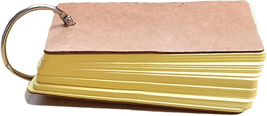 Revision Study Cards, Mini Index Cards, Blank Flash Cards with Binder Ring, Memo Scratch Pads Bookmark DIY Greeting Card, 9cm x 5.5cm, 50 Sheets/Pack - Yellow