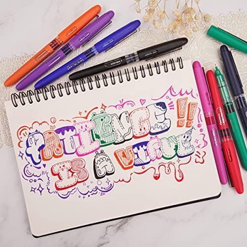 WRITECH Liquid Ink RollerBall Pens Quick Dry Ink 0.5 mm Extra Fine Point Pens 8 Pcs Rollering Pens Assorted Colors Ink for Writing, Taking Notes & Sketching (Multicolor)