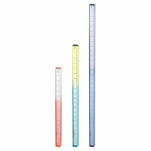 HARFINGTON 3pcs Acrylic Clear Straight Rulers 15/20/30cm Metric Transparent Gradient Three-Dimensional Plastic Ruler Square Cube Measuring Tool for Office, Orange/Blue-Yellow/Blue-Gray