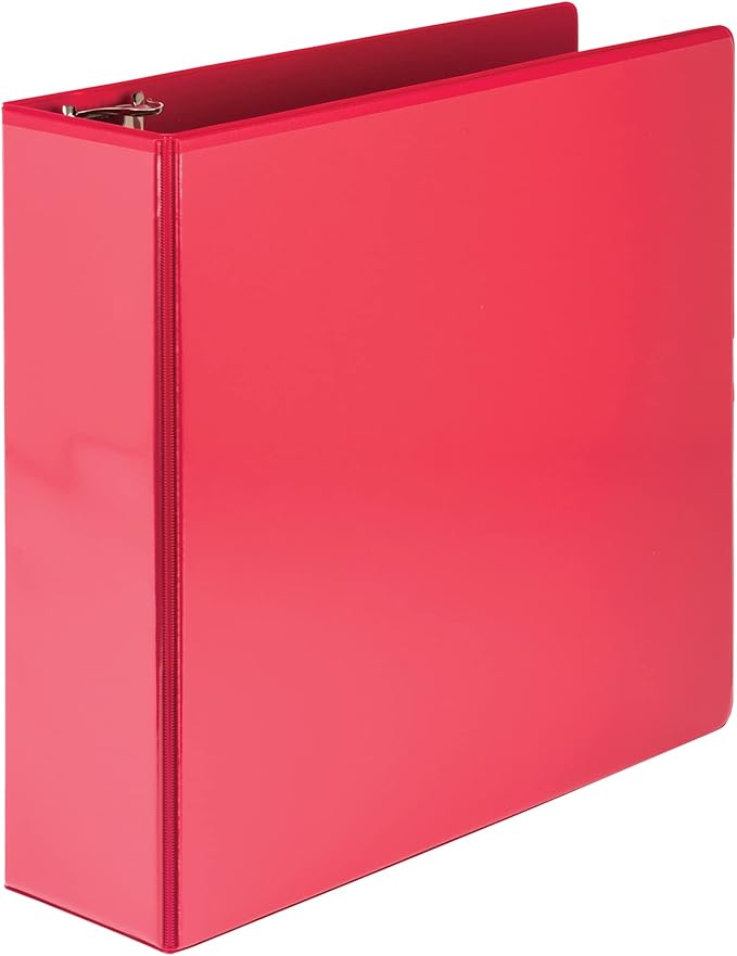 Samsill 4 Inch 3 Ring Binder, Economy Round Ring, Clear View Cover, 675 Sheet Capacity - for Schooo, Home, Office - Ruby Red