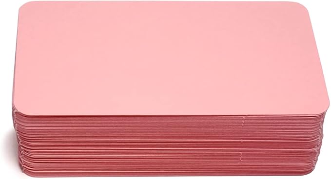PPAPPAPPIYO 3.5x2 rounded corner index cards180gsm Thick Cardstock, Blank Colored Flash Cards for Study, Notes, Business Cards & Labels, Small Notecards 100 Pack (pink)
