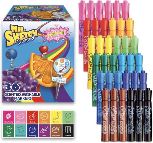 Mr. Sketch Scented Washable Markers, Chisel Tip Marker, Assorted Colors, Fun for Kids, Coloring, Spark Creativity, Arts & Crafts, 2 Count (Pack of 108)