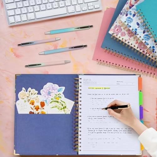 Hardcover Spiral Notebook 8.5" x 11" with Removable Dividers, 300 Pages 5 Subject College Ruled Notebook for Work with Tabs, A4 Spiral Journal for Women Men, School Students Note Taking, Navy Floral
