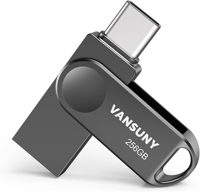 Vansuny 256GB Dual USB Type-C Flash Drive 2 in 1 OTG USB 3.0 Thumb Drive UDP-Tech Waterproof Metal Pen Drive for iPhone 15,Android Smartphones,Tablet,Laptop,PC