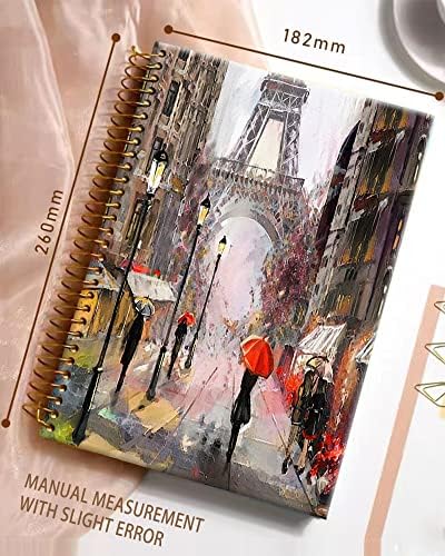 iampanda Spiral Journal Notebook,Strong Twin-Wire Binding with Premium Paper for Girl Women,60 Sheets A5 College Ruled Notebook/Journal,Perfect for School Office Home Gifts,Paris Street Art Painting