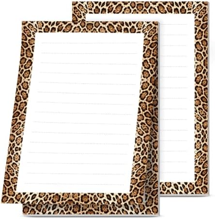 Lined Sticky Notes 4x6 in, 2 Pack Large Cute Notepads with Lines, Bright Post Memo Note Pads Big Rectangular Sticky Notes for Office Brown Luxury Leopard