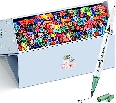 Ohuhu Adult Coloring Book Markers 160 Color Dual Tip Water-Based-Maui-White