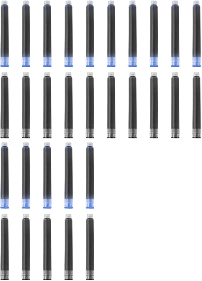 YUNCHUN 30PCS Fountain Pen Ink Refills, 3.4 mm Ink Cartridges Sets for Hongdian, Ink Pen Writing Supplies International Standard Ink Refills, Smooth Writing (Black + Blue)