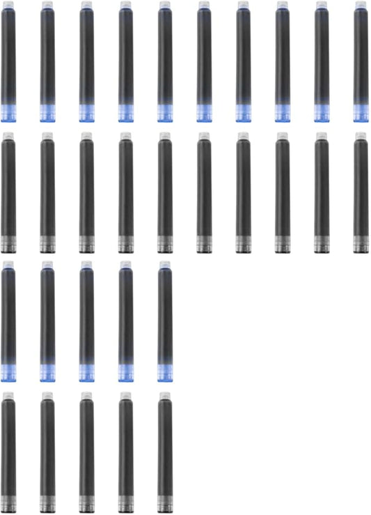 YUNCHUN 30PCS Fountain Pen Ink Refills, 3.4 mm Ink Cartridges Sets for Hongdian, Ink Pen Writing Supplies International Standard Ink Refills, Smooth Writing (Black + Blue)