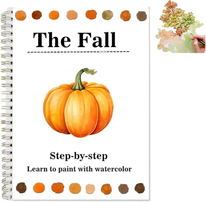 Watercolor Workbooks Coloring Book Easy Nature Scenes Beginner Friendly Watercolor Painting Set Art Crafts Painting Kit for Creative Exploration Gift for Adults Beginners (The Fall, Without Palette)