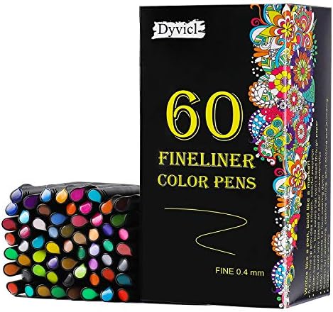 Dyvicl Journal Planner Pens Colored Pens, 60 Colors 0.4mm Fineliner Pen Set Fine Point Markers Drawing Pens for Journaling, Note Taking, Calendar, Adult Coloring, Scrapbooking