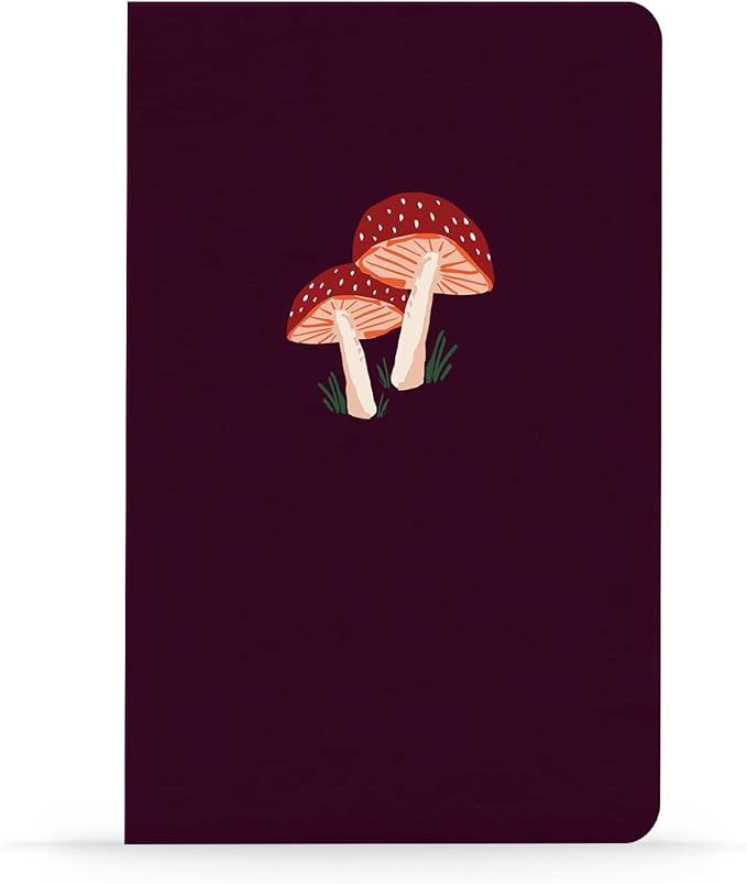 DENIK - Royal Mushrooms - 8.25" x 5.25" Aesthetic Layflat Notebook - 144 Lined Pages - Durable Binding and Design - Water-Resistent Soft Touch Cover - Made With Recycled Paper