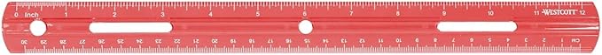 Westcott Plastic Ruler, Standard/Metric, 12" (30 Cm) Long, Assorted Translucent Colors