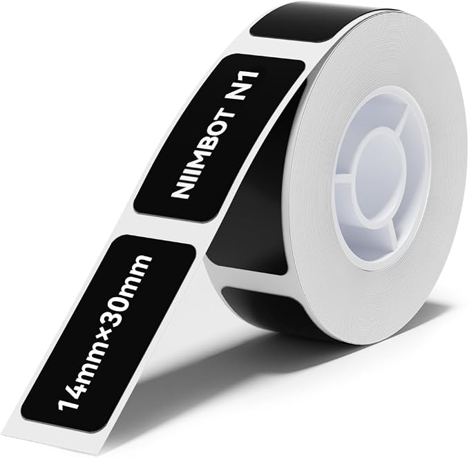 NIIMBOT Thermal Transfer Labels 0.55''x1.18'', Only for N1(B18) Label Maker | 14mmx30mm, 190 Labels/Roll, PET Material, Waterproof and High-Temperature Resistance, Long Storage Time, Black