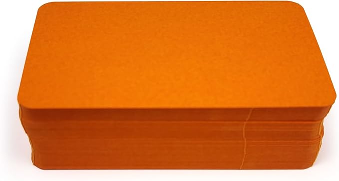 PPAPPAPPIYO 3.5x2 rounded corner index cards180gsm Thick Cardstock, Blank Colored Flash Cards for Study, Notes, Business Cards & Labels, Small Notecards 100 Pack (Orange)