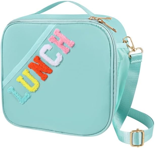 Nsrzua Lunch Bag Kids,Insulated Lunch Bag With Adjustable Shoulder Strap,Reusable Lunch Bag for Kids, Girls,Boys, lunch Bag Women,Preppy Lunch Box for School,Travel, Picnic (blue)