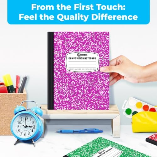 Rosmonde 100 Pack Bulk Composition Notebooks, Wide Ruled, Assorted Colors