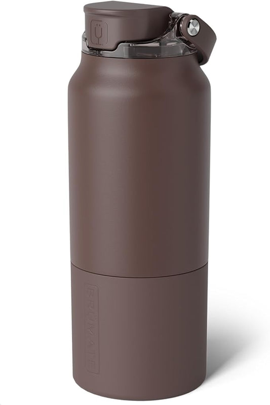 BrüMate Rise 35oz Water Bottle With 100% Leakproof Covered Silicone Straw | Insulated Stainless Steel Water Bottle With Removable Straw | Fast Flow | Soft Sip Silicone Spout | BPA-Free (Java)