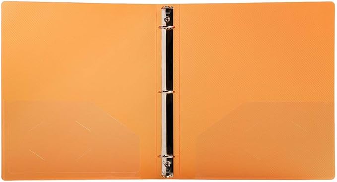 JAM Paper Plastic 1 inch Binder - Orange 3 Ring Binder - Sold Individually
