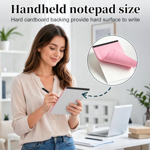 7 PCS Note Pads 5x8 Small Legal Pads 210 Sheets, Perforated Small Notebook Notepad 5 x 8 ,College Ruled Lined Paper Pads 80GSM, Mini Hard Backing Writing Pads Memo for Work School &Office Supplies-Pink