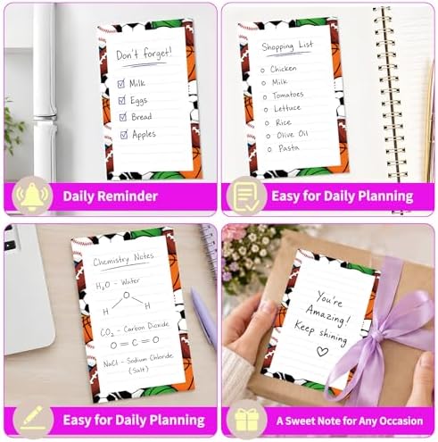 Lined Sticky Notes 4x6 in, 2 Pack Large Cute Notepads with Lines Self-Stick Note Pad, Funny Memo Pads Strong Adhesive for Office, Home Colorful Cute Balls