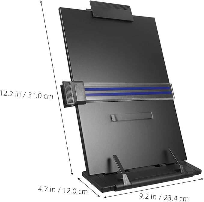 DOITOOL Adjustable Desktop Document Holder Stand for Reading and Typing Iron and Plastic Copy Holder with Clip Ergonomic Book Stand for Students and Office Use Compact Design for Books and